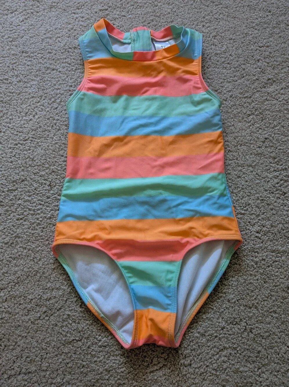 Girls' Rainbow Stripe One-Piece Swimsuit - Multicolor